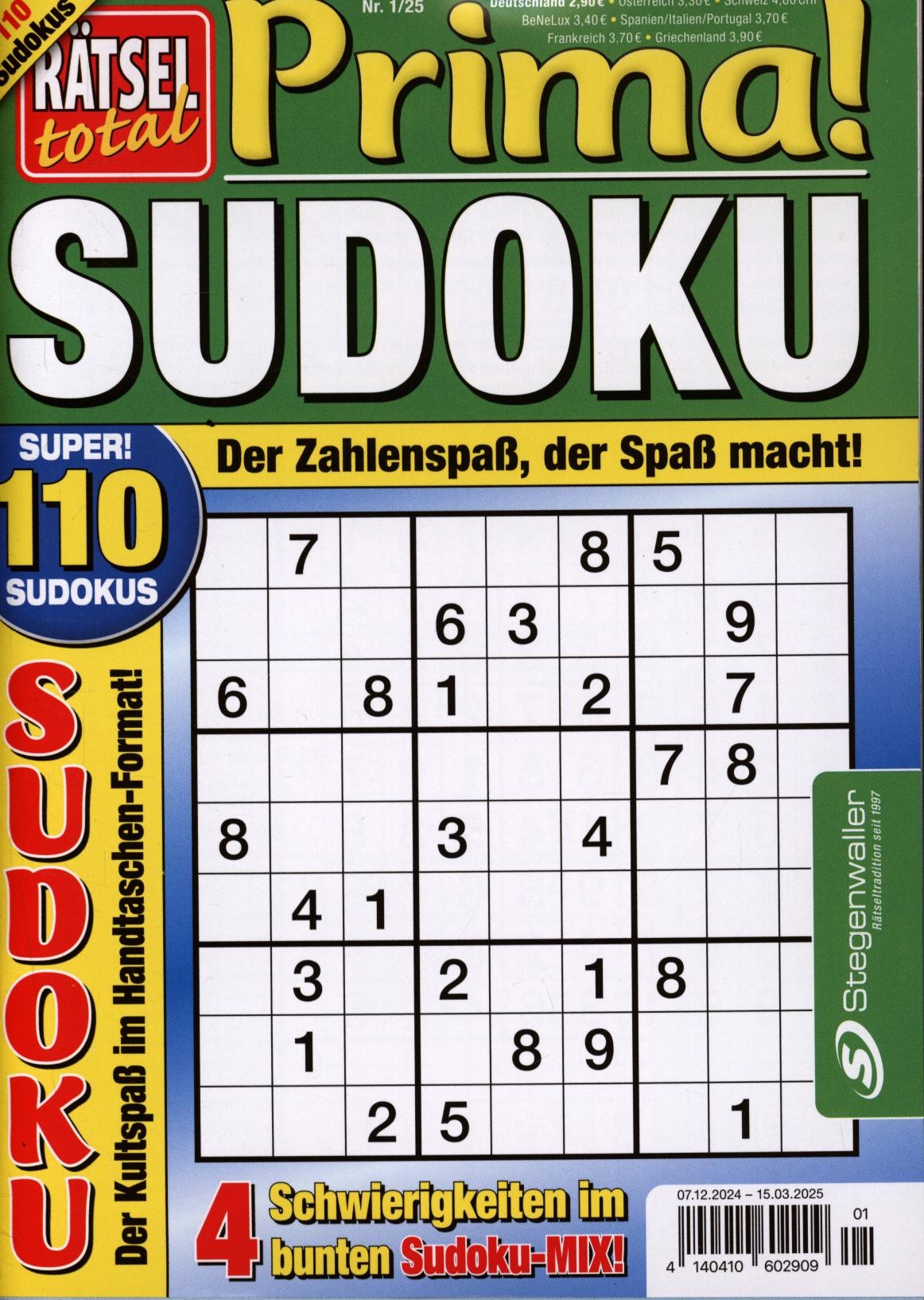 Rätsel total Prima Sudoku 1/2025